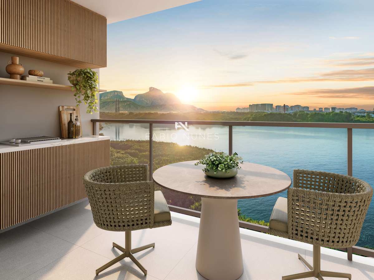 Perspectiva da vista Lagoa - Varanda. - Apartamento à venda, no Breeze Inspire Residence em Rio de Janeiro, Barra Olímpica, com 2 quartos, 55,00m²