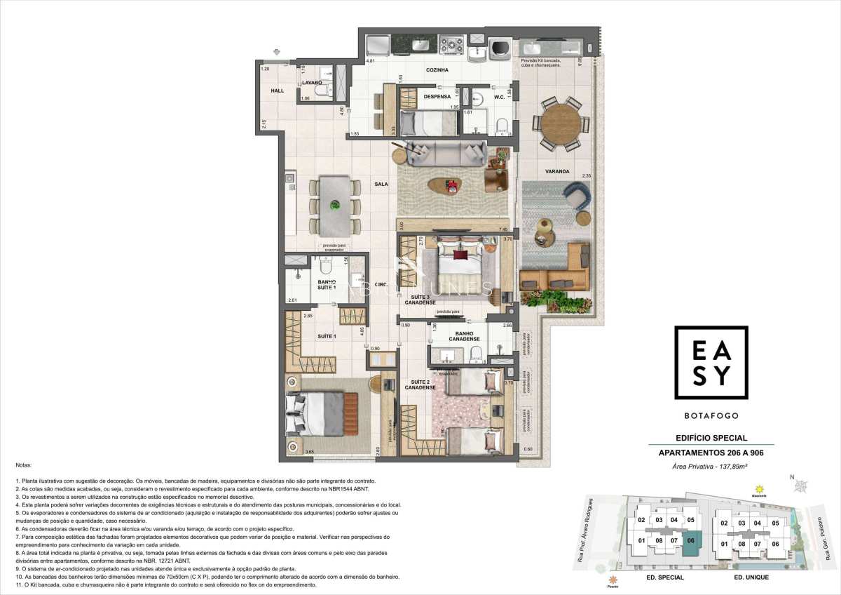  - Apartamento à venda, no Easy Botafogo em Rio de Janeiro, Botafogo, com 3 quartos, 137,89m²