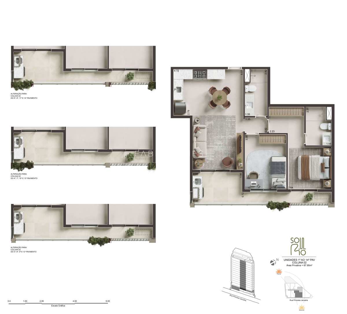  - Apartamento à venda, no Soul Rio Princesa Januária em Rio de Janeiro, Flamengo, com 2 quartos, 67,95m²