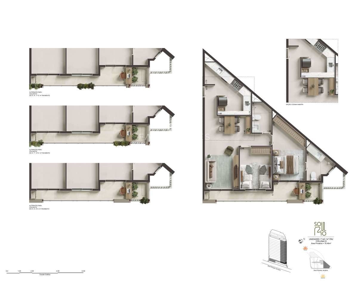  - Apartamento à venda, no Soul Rio Princesa Januária em Rio de Janeiro, Flamengo, com 2 quartos, 76,43m²
