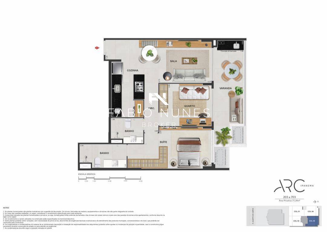 Apartamento de luxo à venda com 2 quartos, 77,39m² - Ipanema,Rio de Janeiro