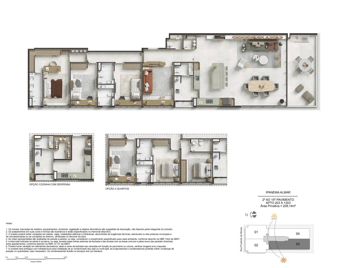 Apartamento de luxo à venda com 4 quartos, 208,14m² - Ipanema,Rio de Janeiro