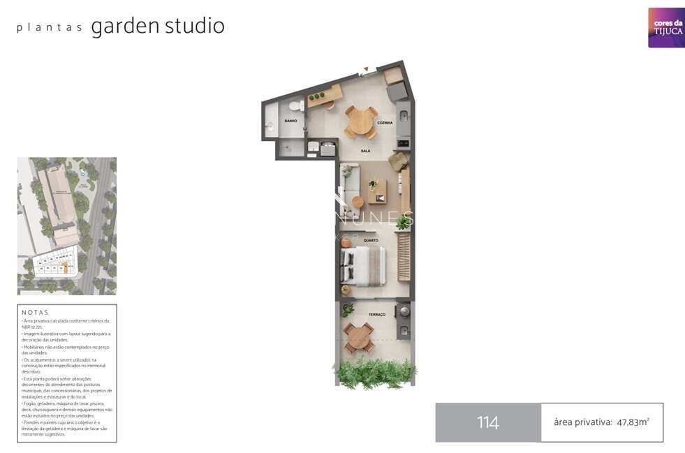  - Apartamento Garden à venda, no Cores da Tijuca em Rio de Janeiro, Tijuca, com 1 quarto, 47,83m²