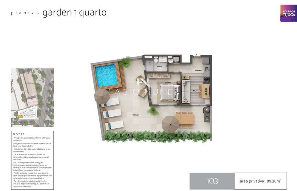 Apartamento Garden à venda com 1 quarto, 89,30m² - Tijuca,Rio de Janeiro