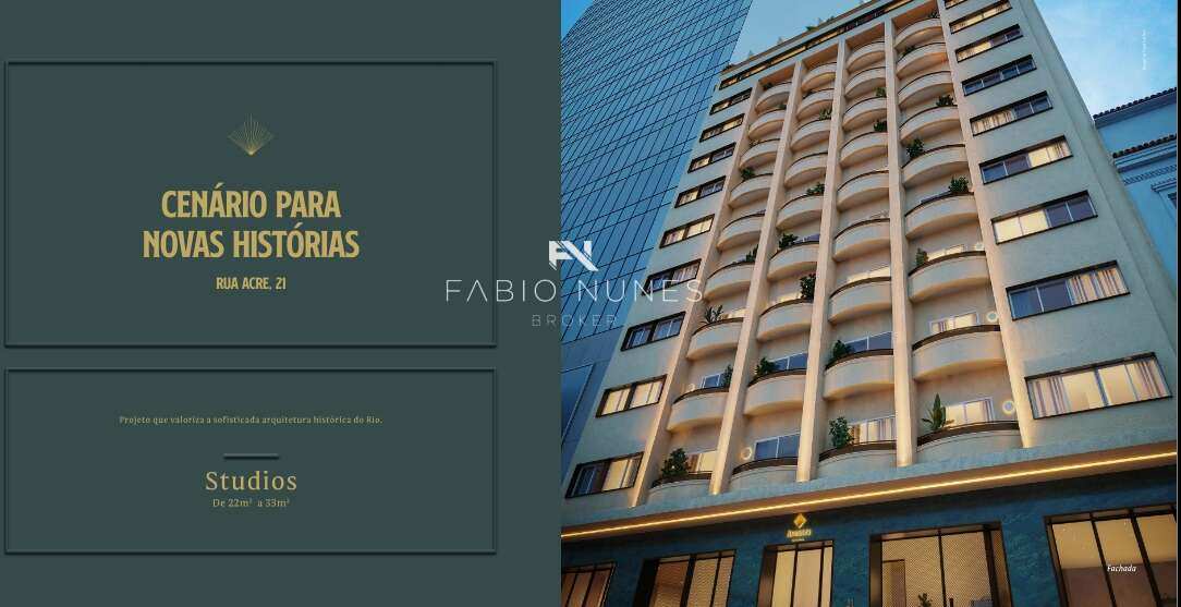 Studio à venda, no Aureos Rio Residencial em Rio de Janeiro, Centro, com 1 quarto, 27,00m² - Fabio Nunes Broker