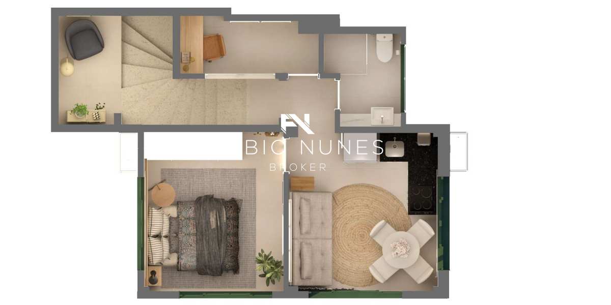 Planta do Studio - Studio à venda, no Residencial Vilares,  em Rio de Janeiro, Copacabana, com 1 quarto, 44,41m²