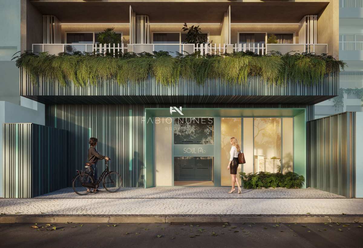 Perspectiva da portaria - Vista Externa. - Studio à venda, no Soul Rio Barão de Icaraí em Rio de Janeiro, Flamengo, com 1 quarto, 33,60m²